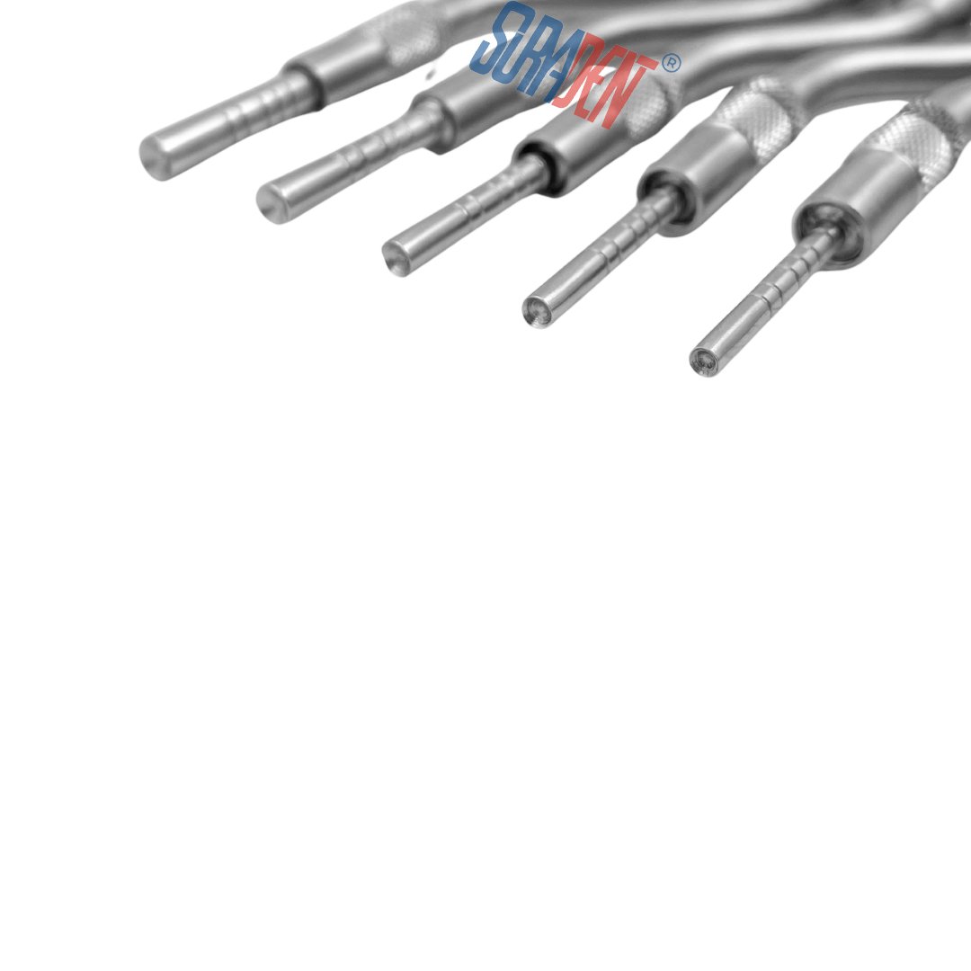Suryadent Implant Osteotomes Angulated Concave 5 Pcs Set with Cassette