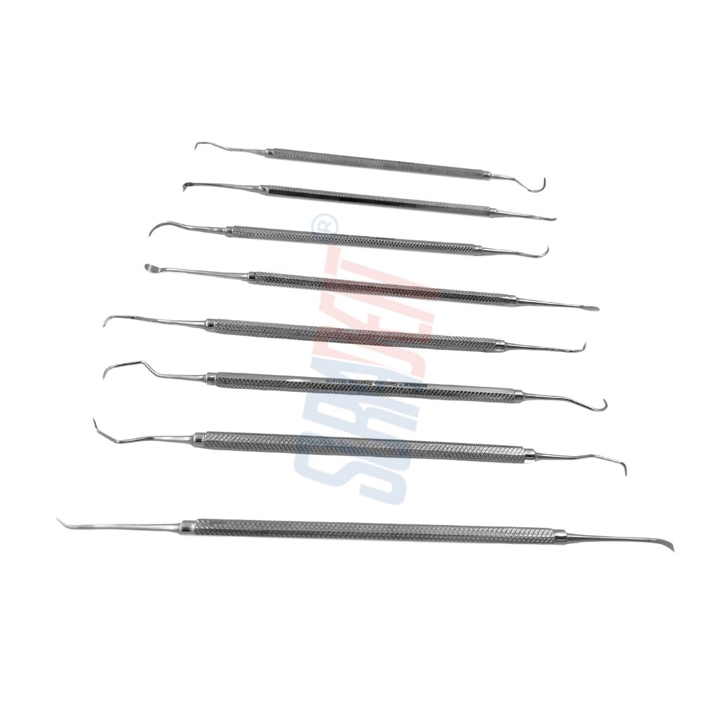 Suryadent Perio Scalers With Hexagonal Solid Handle Set of 8 Pcs - Image 2