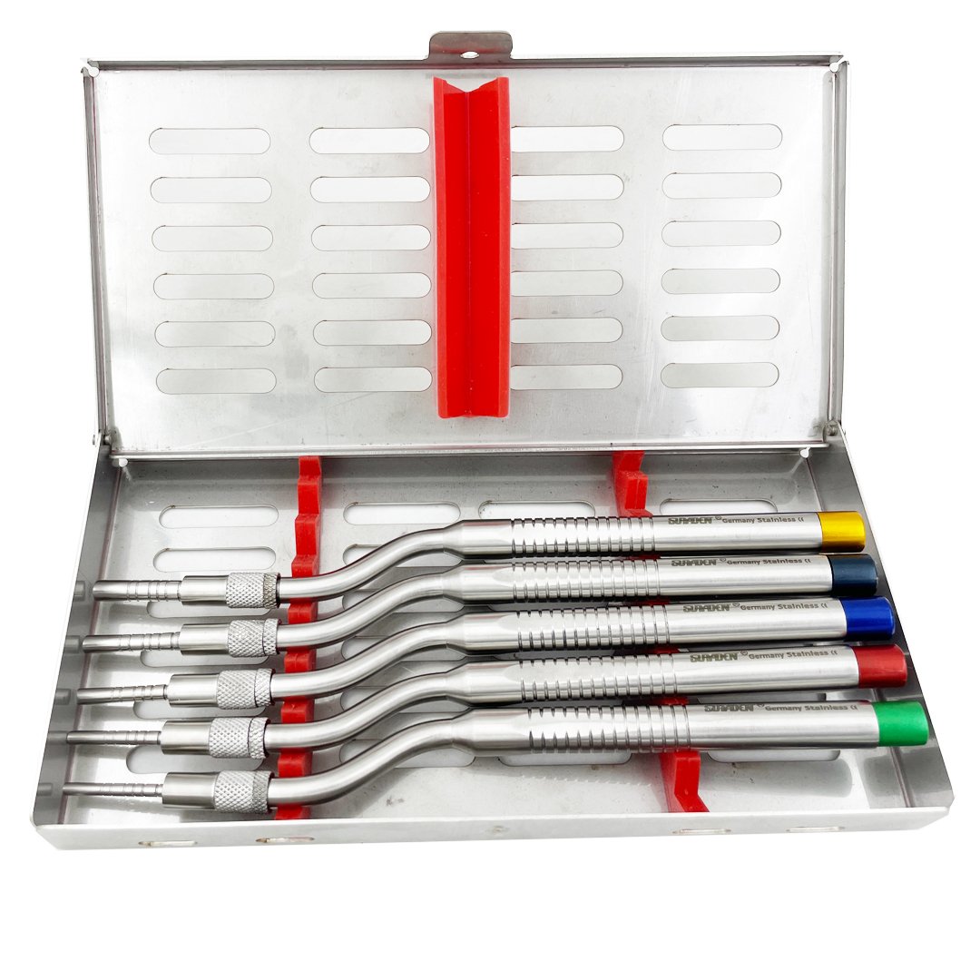 Suryadent Implant Osteotomes Angulated Concave 5 Pcs Set with Cassette - Image 3