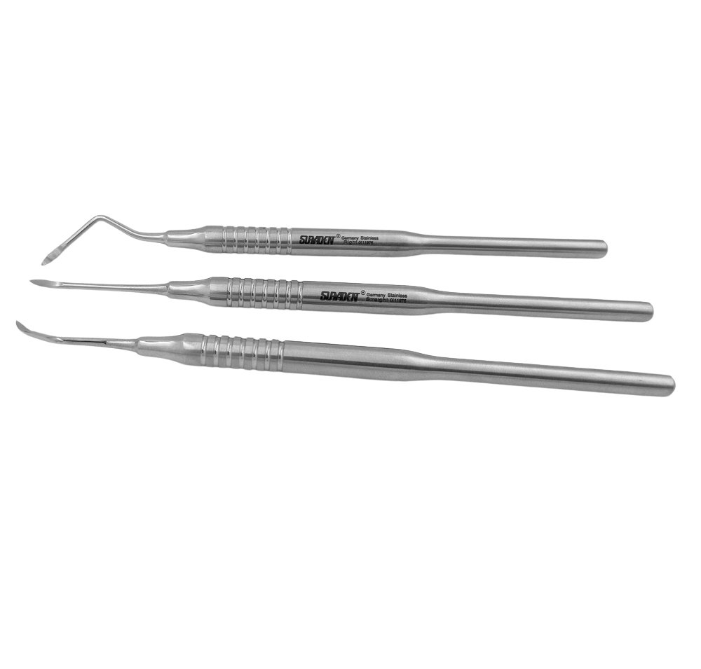 Suryadent® Root Tip Pick Elevator Set (Left, Right & Straight) – Dental Surgical Micro Elevator | German Stainless Steel | Hollow Handle - Image 2