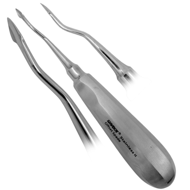 Suryadent Spade Offset Root Elevator   Dental Extraction Instrument with Thumb Grip