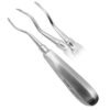 Suryadent Spade Offset Root Elevator – Angulated Dental Extraction Instrument with Thumb Grip
