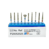 Suryadent Dental Crown & Bridge Preparation Bur Kit | Anterior | 10 Pieces | FG (Friction Grip) | Diamond Burs